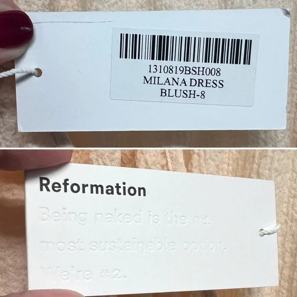 Reformation NWT Milana Blush Crepe Cotton Scoop Neck Long Sleeve Maxi Dress 8 - Picture 16 of 16